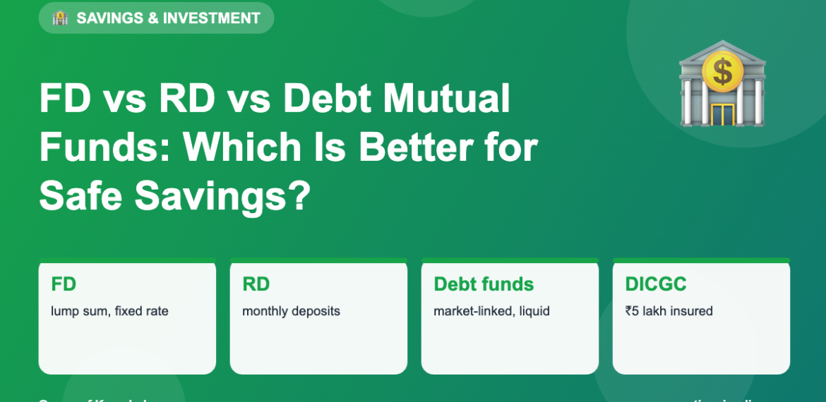 FD vs RD vs Debt Mutual Funds: Which Is Better for Safe Savings?