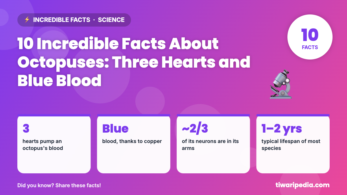 Infographic: 10 Incredible Facts About Octopuses: Three Hearts and Blue Blood