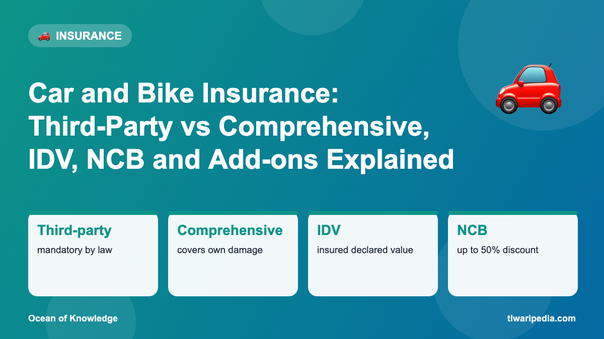 Infographic: Car and Bike Insurance: Third-Party vs Comprehensive, IDV, NCB and Add-ons Explained